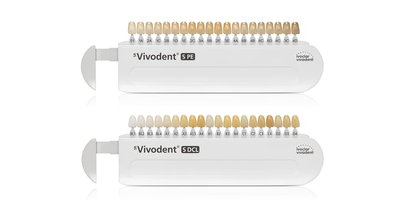 Mit den multifunktionellen Farbschlüsseln SR Vivodent S PE und SR Vivodent S DCL wird nicht nur die Zahnfarbe bestimmt